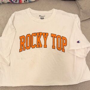 Champion White Tee with Bold Orange Graphic